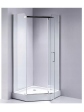 Biały, narożny brodzik prysznicowy pięciokątny, pentagonalny do kabiny prysznicowej szklanej - 3